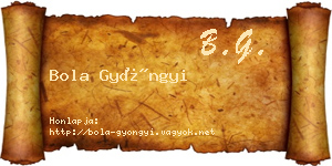 Bola Gyöngyi névjegykártya